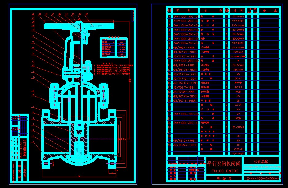 PN100 DN300ƽ���p�l���l�yCAD�D��