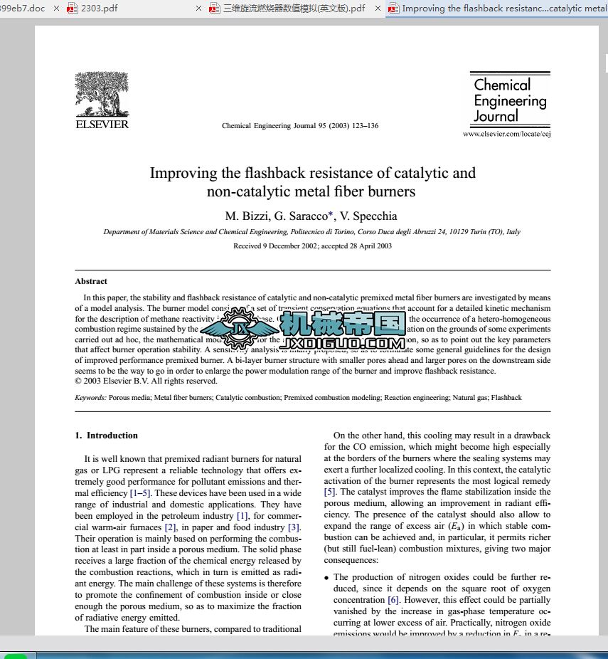 Improving the flashback resistance of catalytic and nonһcatalytic metal fiber burners���ƴ߻��ͷǵ������Ľ����w�Sȼ����