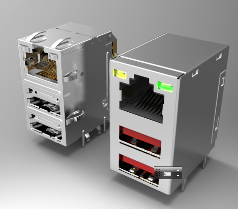 RJ45�W���cUSB�ӿ�ģ��3D�D�� Solidworks�OӋ ��STP