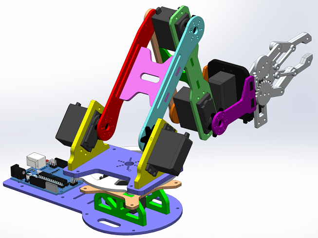 Robot Arm 4 DOF V.1.3�Cе��3D��(sh��)ģ�D�� STEP��ʽ