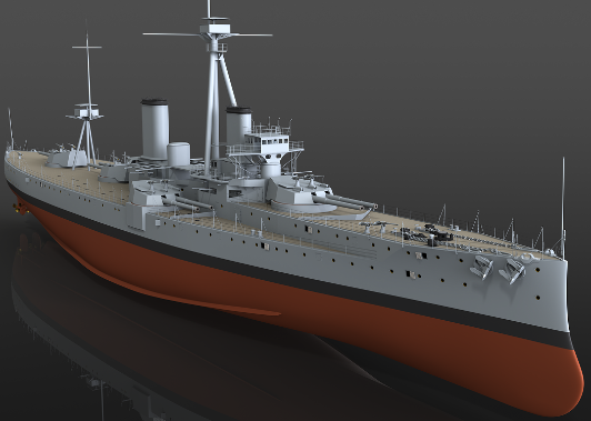 Battleship HMS Dreadnought����Ş����ģ��3D�D�� x_b��ʽ