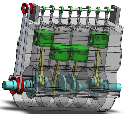 4-cylinder-engine�ĸװl�әC��ʾ�Y��3D��ģ�D�� Solidworks�OӋ