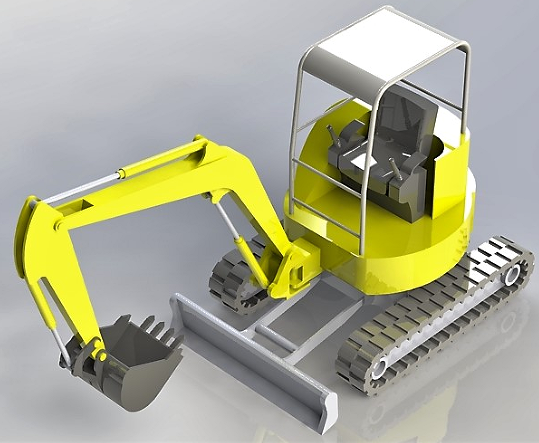 mini-excavatorС���ھ�C(j��)����ģ��3D�D�� Solidworks�O(sh��)Ӌ(j��)