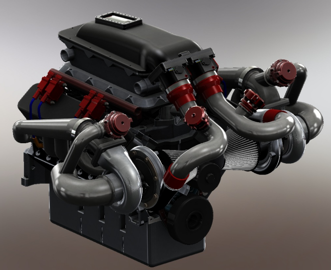 Twin Turbo Small Block Chevy�p�u݆�l�әCģ��3D�D�� x_t��ʽ