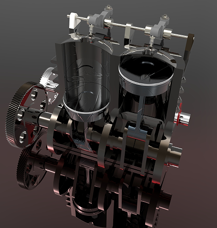 2 Cylinder Engine�p�װl�әC3D��ģ�D�� Solidworks�OӋ ��STEP