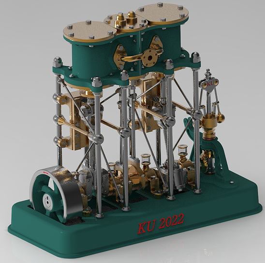 2 cylinder steam engine 2�������C3D��(sh��)ģ�D�� STP��ʽ