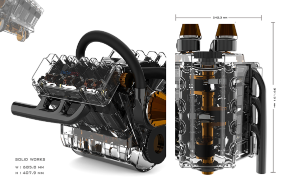 3.5�� 2 Turbo V6���װl(f��)�әC(j��)3D��(sh��)ģ�D�� Solidworks�O(sh��)Ӌ