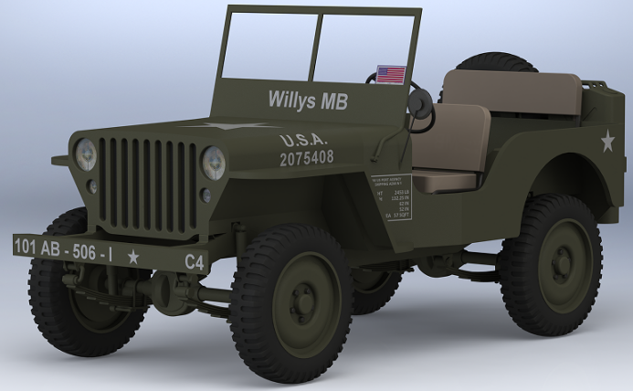 Jeep Willys MB 1942�����p�͂ɲ�܇3D��ģ�D�� Solidworks�OӋ ��STEP��ʽ