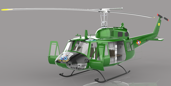 Bell UH-1 Iroquoisֱ���C(j��)ģ��3D�D�� STEP��ʽ