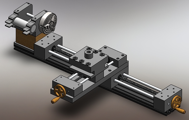 Mini Lathe MachineС��ľ�ƹ���܇��3D��(sh��)ģ�D�� Solidworks�O(sh��)Ӌ(j��)