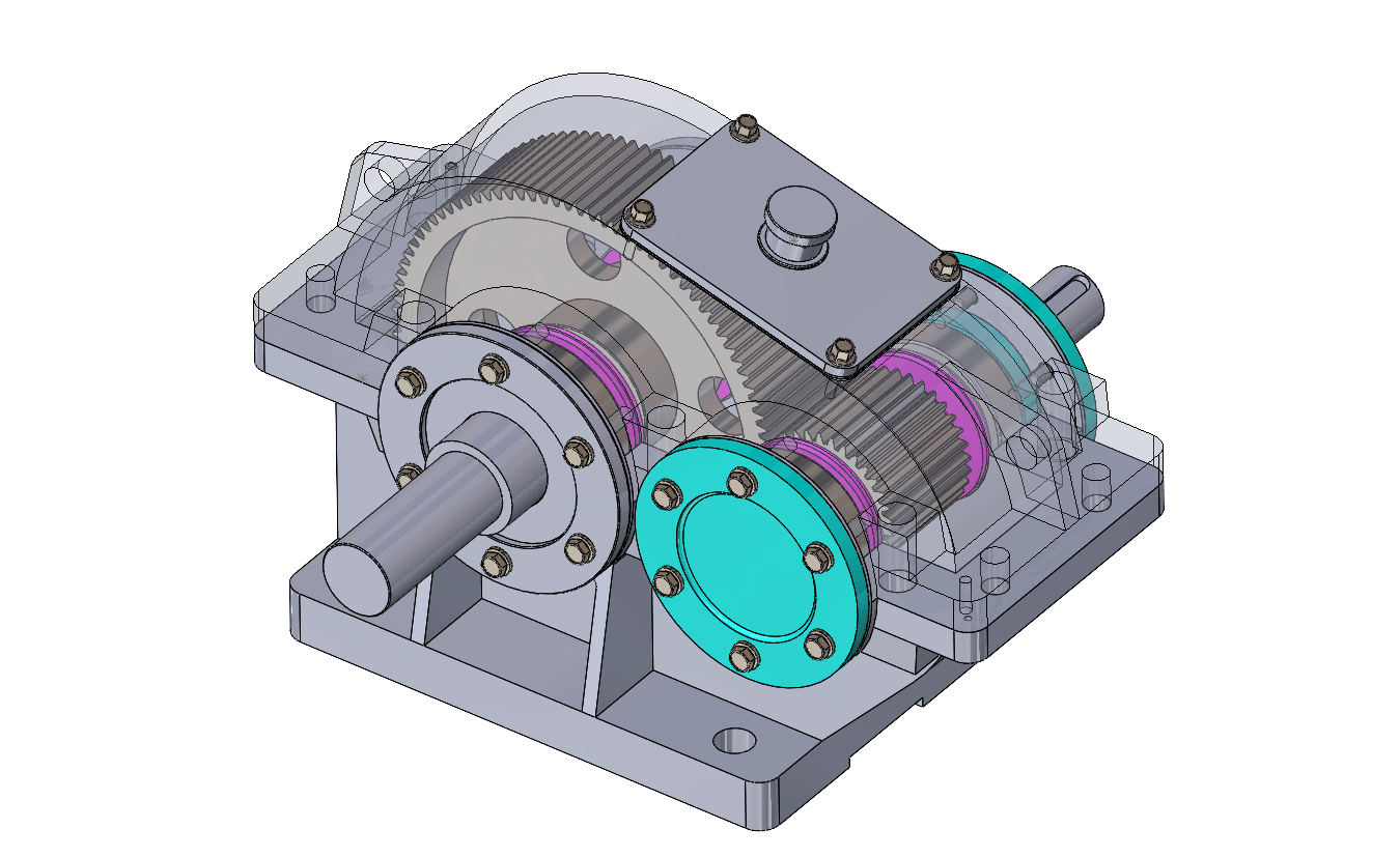 Gear box with spur gearһ���A��ֱ�X݆�p����3D�D�� x_t��ʽ �����̈D