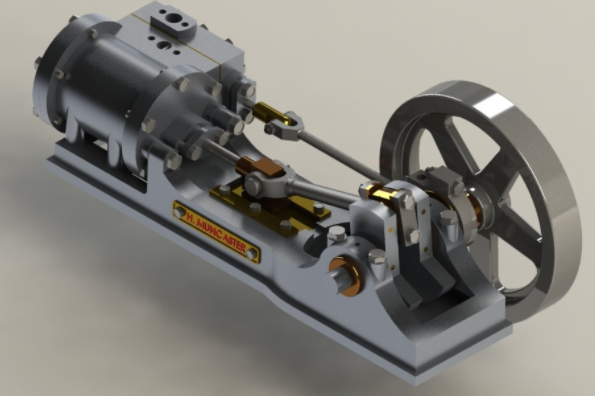 Horizontal+Mill+Steam+Engine�θ��Pʽ�����C3D�D��+Solidworks�OӋ+�����̈D